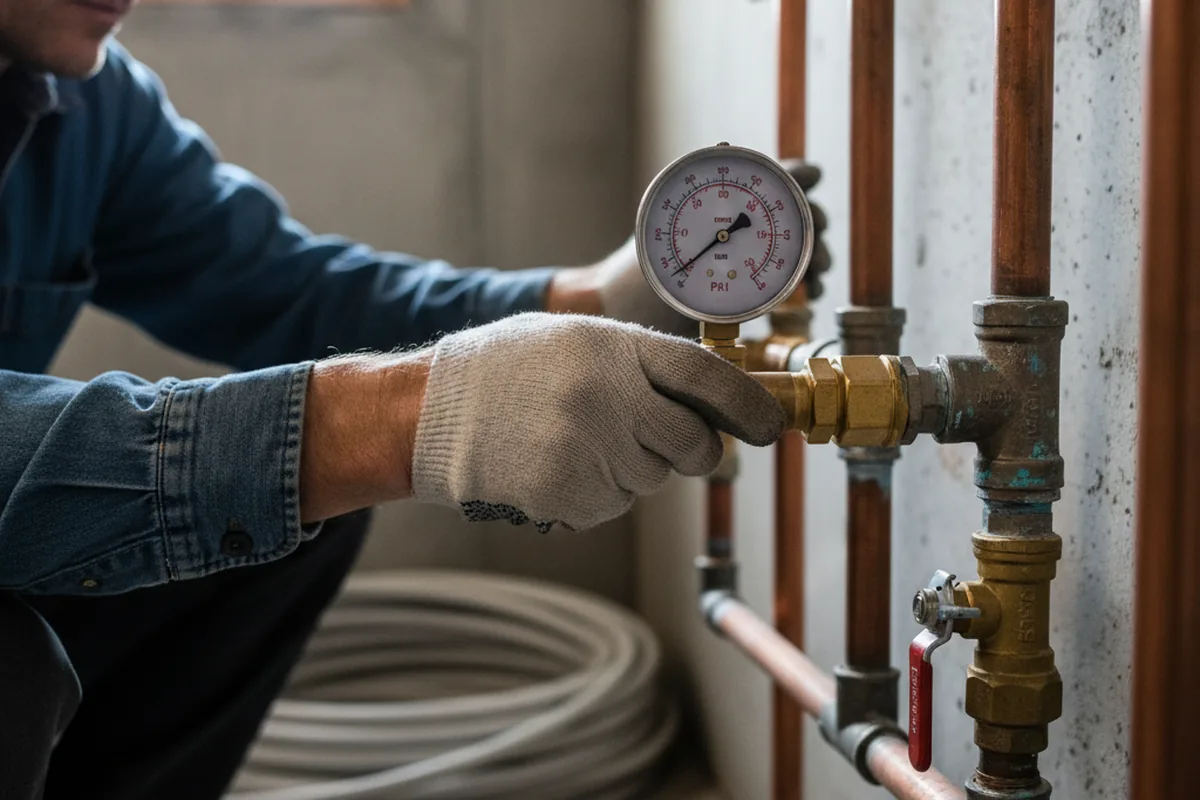 Pressure testing a repaired line during Water Line Repair in Leupp