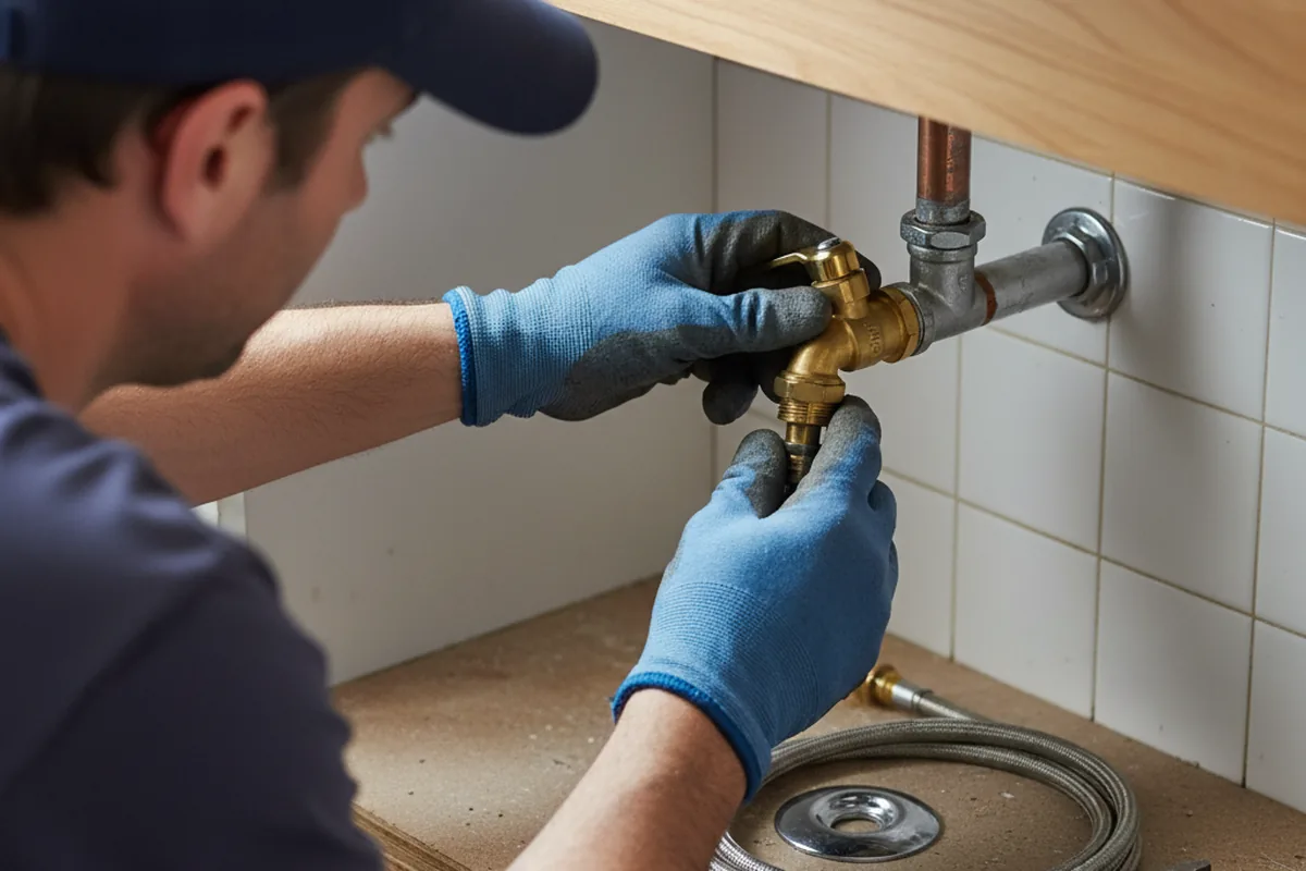 Shutoff valve and fitting work during Faucet and Fixture Repair in Leupp